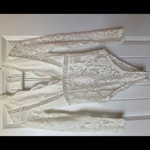 White lace body suit